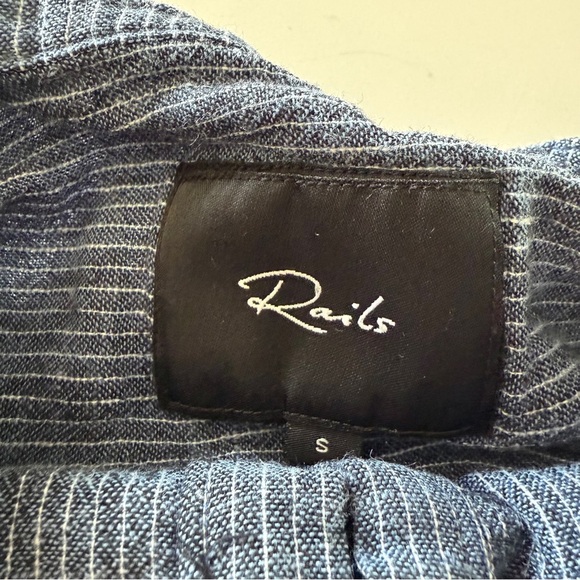 RAILS-Juliette Salem Stripe-Blue-Linen Blend-Tunic-Mini-Ruffle-Dress-Size S - Picture 11 of 14